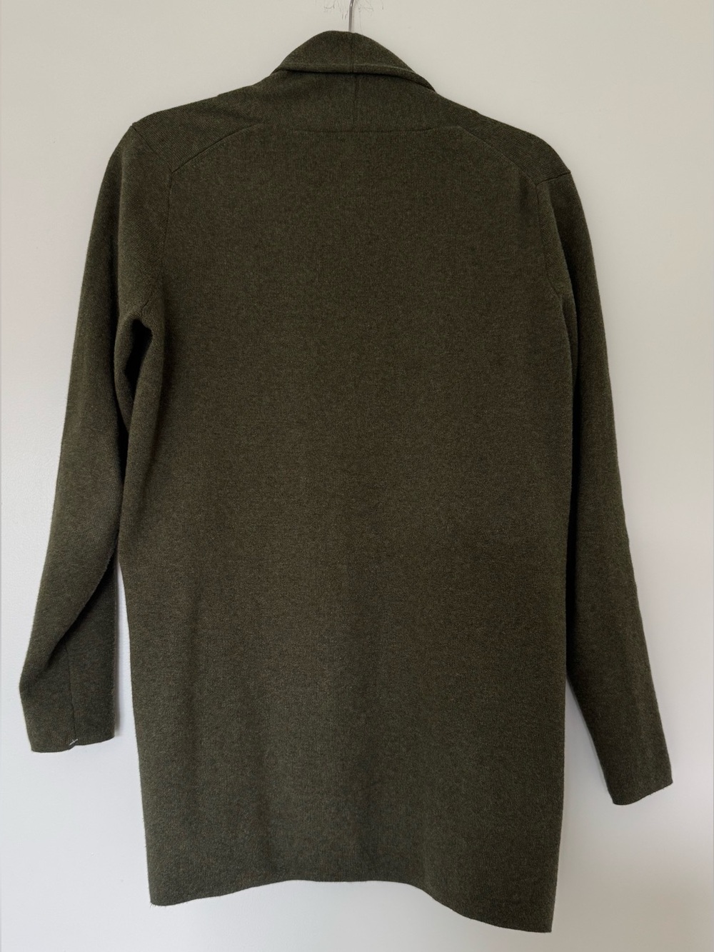 J. Crew Olive Green Open Front Longline Cotton Cardigan Sweater Size XS - Picture 2 of 4